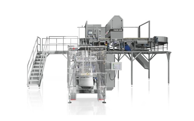 Ima Ilapak Vision 2000 counting machine and dosing system with vertical form fill seal bagger Vegatronic 1600 Inclined for bakery bread rolls in pillow vertical